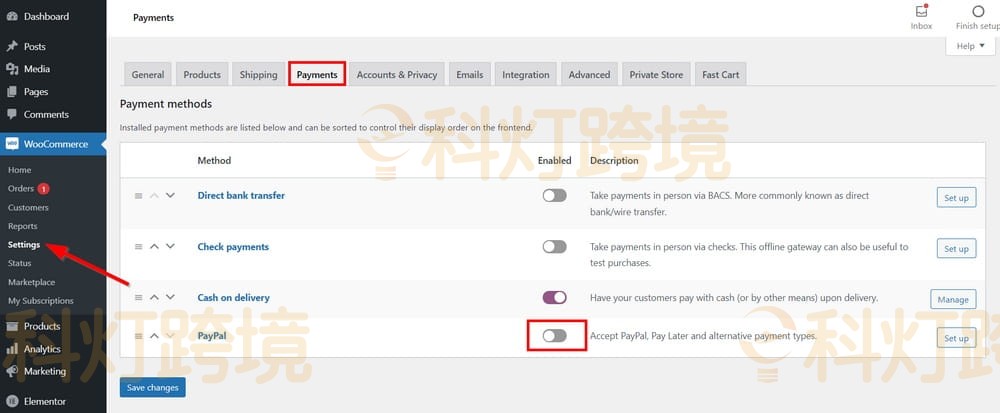 WooCommerce PayPal设置如何做?