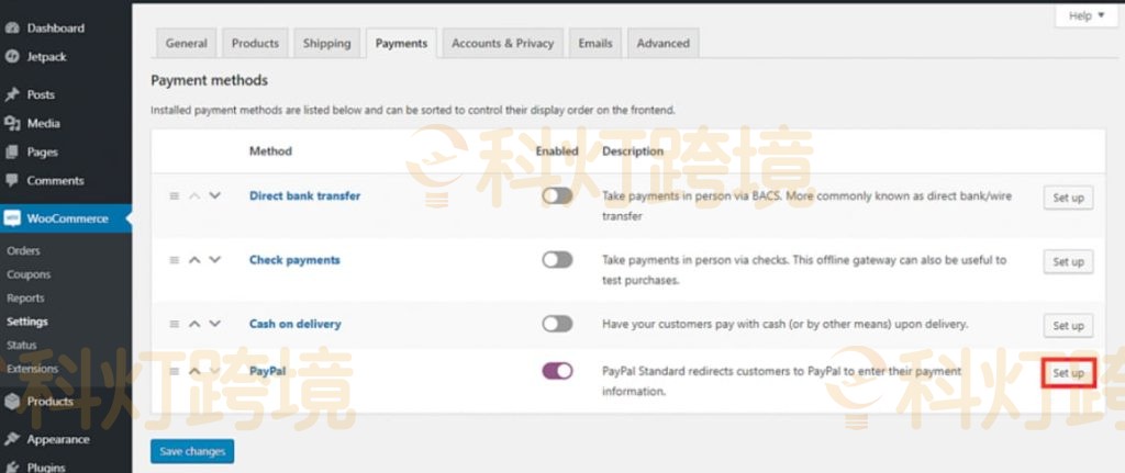 WooCommerce PayPal设置如何做?