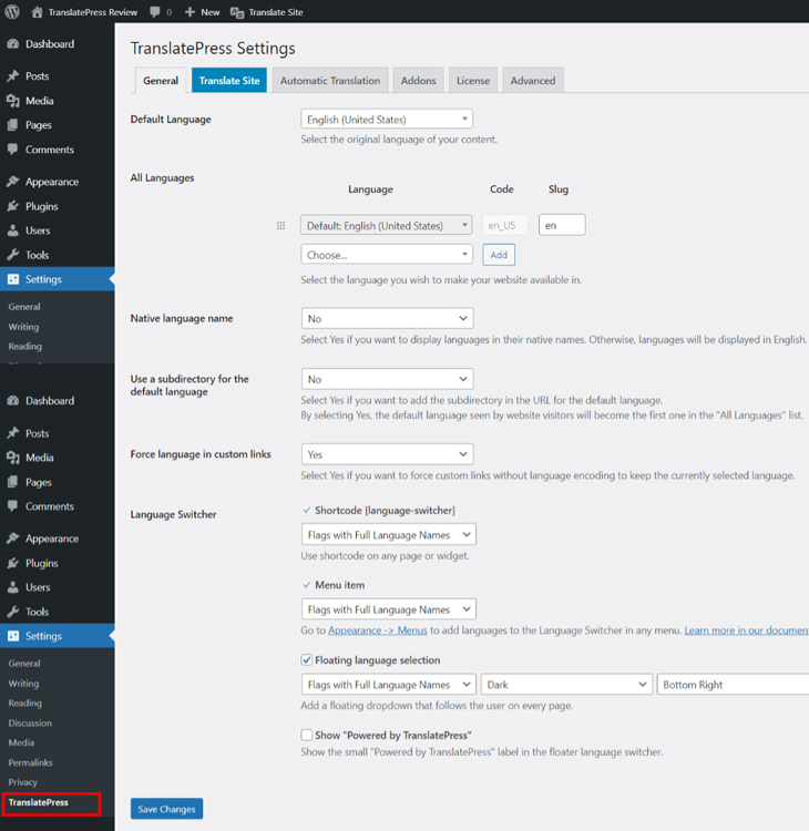 TranslatePress插件安装使用教程
