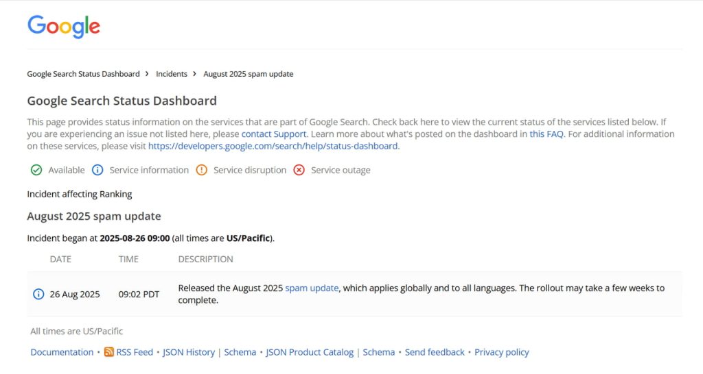 Google 2025年8月算法更新：重点打击垃圾内容网站
