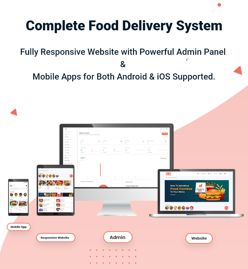 eFood – 带有 Laravel 管理面板的送餐应用 + Delivery Man App V7.0源代码