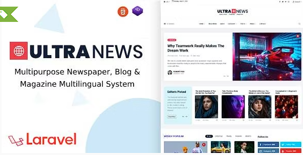 UltraNews – Laravel 报纸、博客和杂志多语言系统源代码