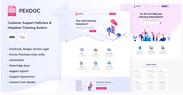 Pexdoc – 知识库客户支持和帮助台票务 CMS源代码