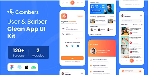 Combers : 沙龙预约 React Native App源代码