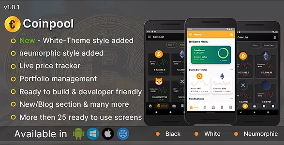 Coinpool – 加密货币投资组合管理 Flutter 应用程序 UI 套件源代码