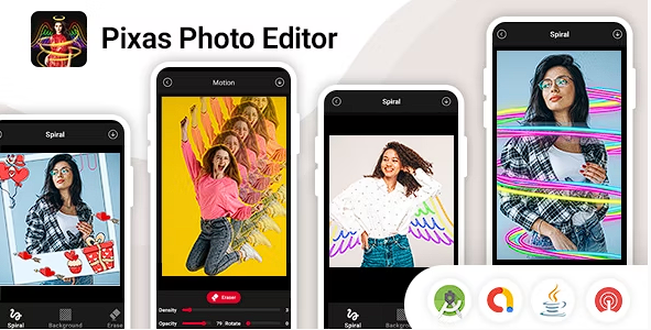 Pixas 照片编辑器 – 滴水艺术和霓虹灯效果 – 照片编辑器应用程序 – OneSignal 推送通知源代码