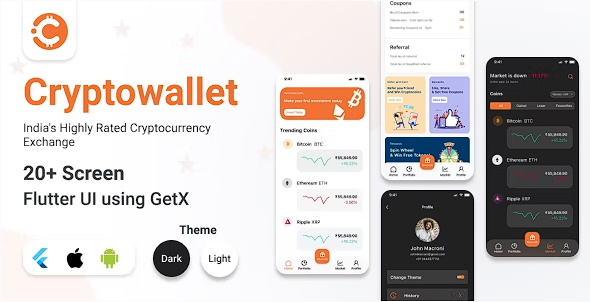 Cryptowallet App v1.0.0 – 使用 GetX 的 Flutter UI 工具包源代码