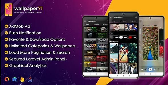 Wallpaper71 – 带有 Laravel 管理面板的 Android 壁纸应用程序源代码