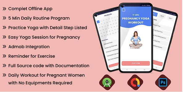 5 分钟怀孕瑜伽锻炼 – 带有 Admob 的 Android 完整应用程序源代码