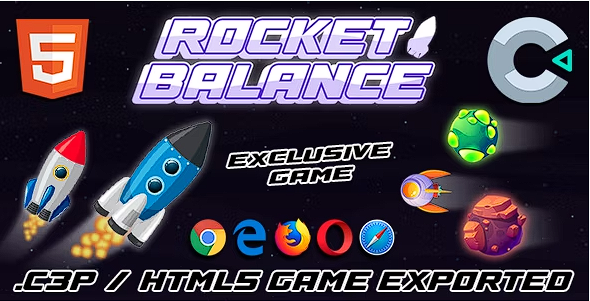 火箭平衡 HTML5 游戏 – 构造 3 (.c3p)源代码