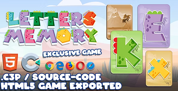 字母记忆 HTML5 游戏 – 带有 Construct 3 文件源代码