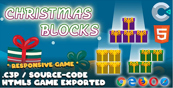 圣诞积木 HTML5 游戏 – 带有 Construct 3 文件 (.c3p)源代码