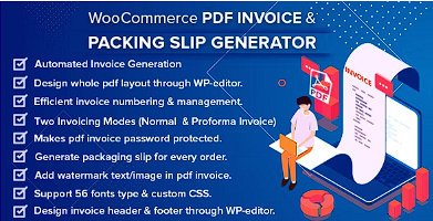 WooCommerce PDF 发票和装箱单与信用票据源代码