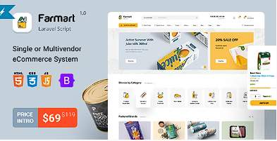 Farmart – 单一或多供应商 Laravel 电子商务系统源代码