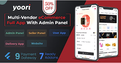 YOORI – 带有管理面板的 Flutter 多供应商电子商务完整应用程序源代码