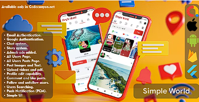 简单的世界 – 带有管理面板的 Flutter Facebook 克隆完整应用程序源代码