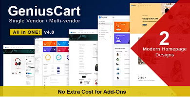 GeniusCart – 具有实体和数字产品市场的单一或多供应商电子商务系统源代码