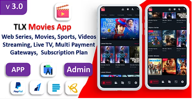 TLX 电影应用程序 | 网络连续剧、电影、视频流、直播电视 | 支付网关 | 订阅源代码