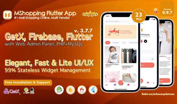 MShopping 1Mall Shopping 完整 Flutter 应用程序 电子商务 多供应商管理面板 GetX源代码