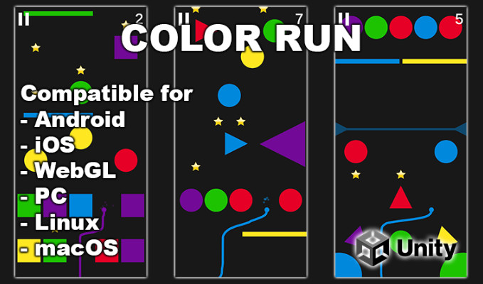 带 AdMob 广告的 Color Run Unity 游戏源代码
