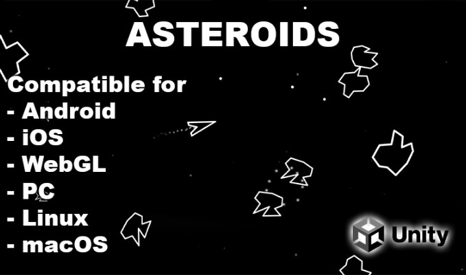 带 AdMob 广告的小行星 Unity 复古游戏源代码