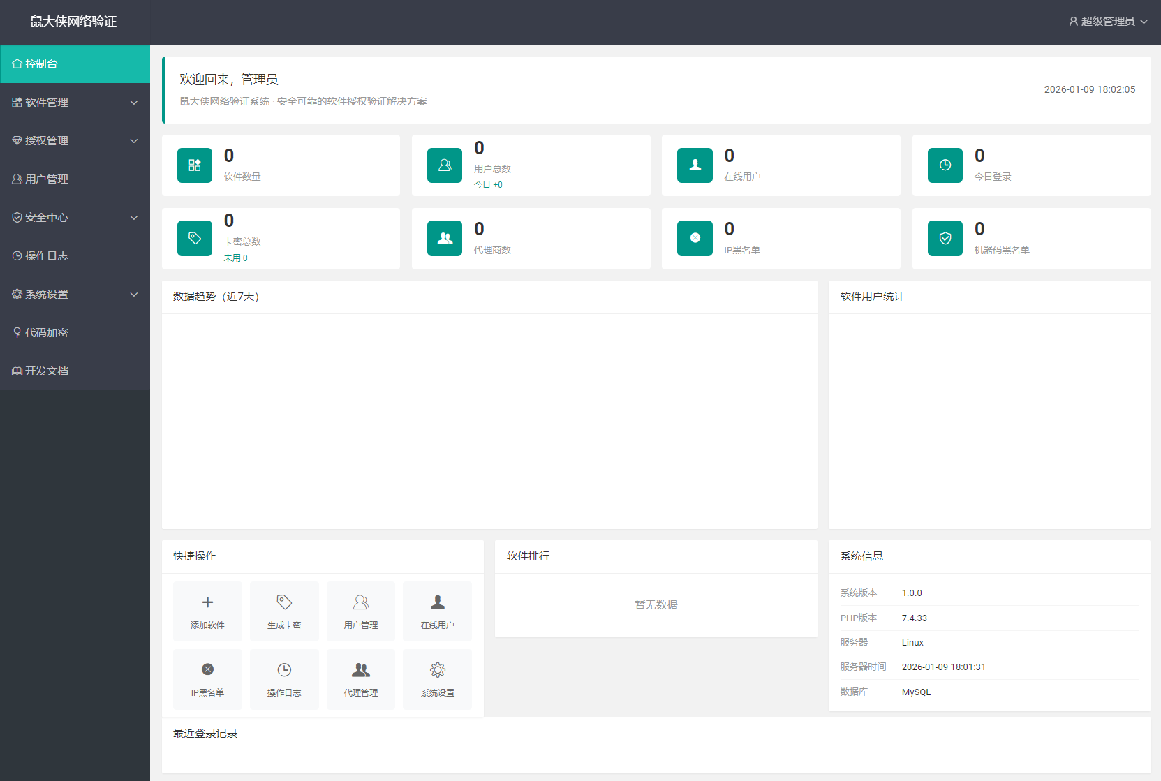 1767953339807043.png 鼠大侠网络验证系统源码 一机一码授权验证 全开源